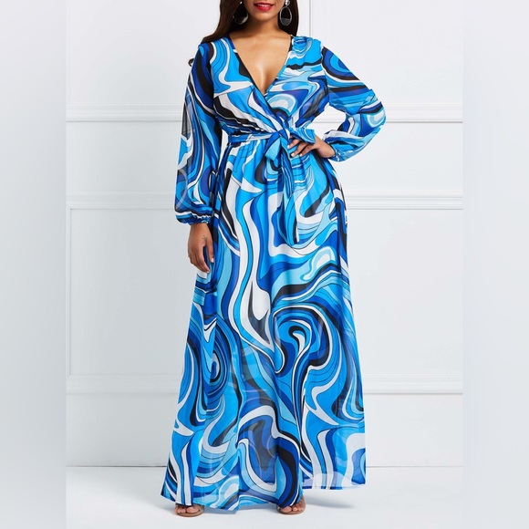 Sheer Psychedelic Dopamine Girl Maximalist Swirl Maxi Dress Plus Size Festival - Picture 2 of 13
